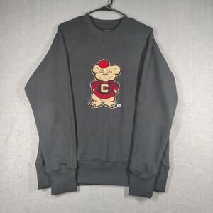 Hillflint Mens L Black Crewneck Sweatshirt College Mascot Bear Retro Style Usa